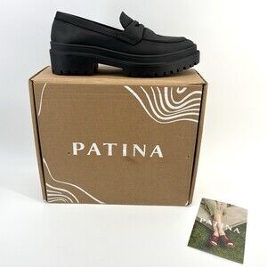 Portland Leather Patina Zoe Chunky Loafer Shadow Black Size 11 New in Box